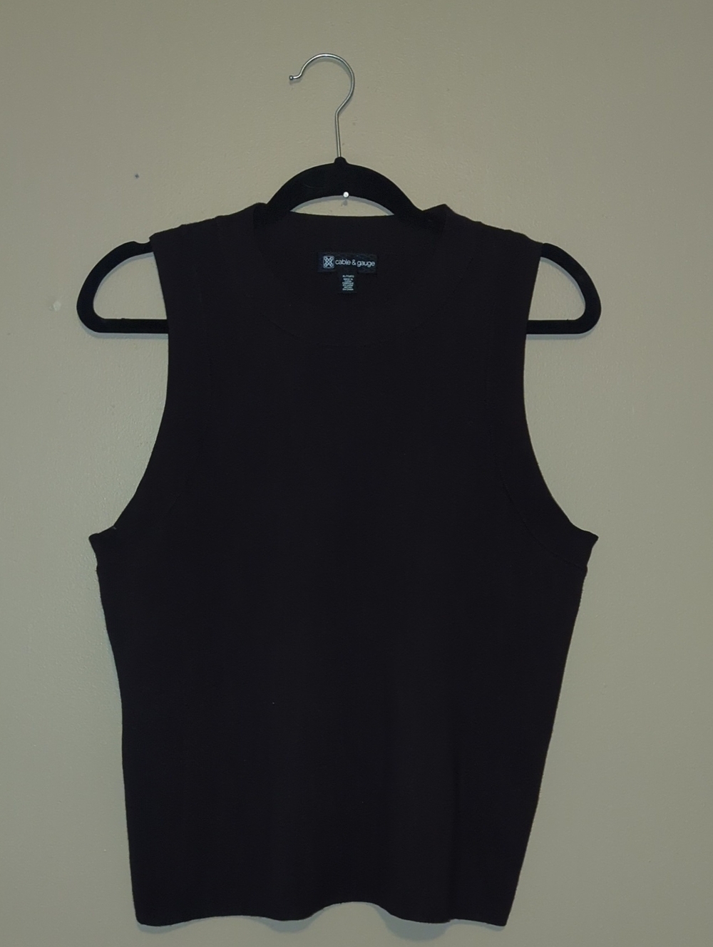 Cable & Gauge Chocolate Brown Ribbed Sleeveless Mock Neck Tank